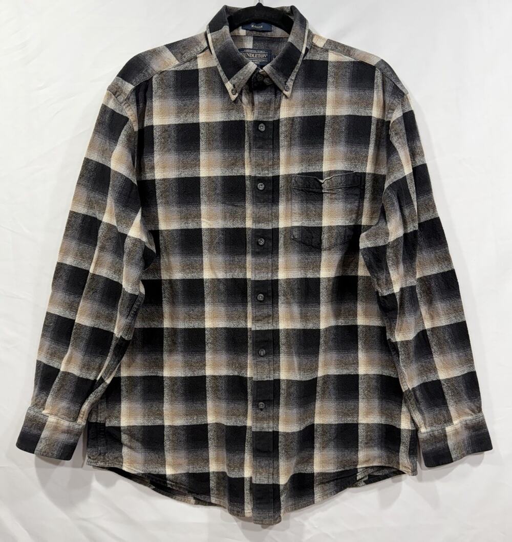 Pendleton Mason Plaid Button Down Shirt Mens Size L Cotton